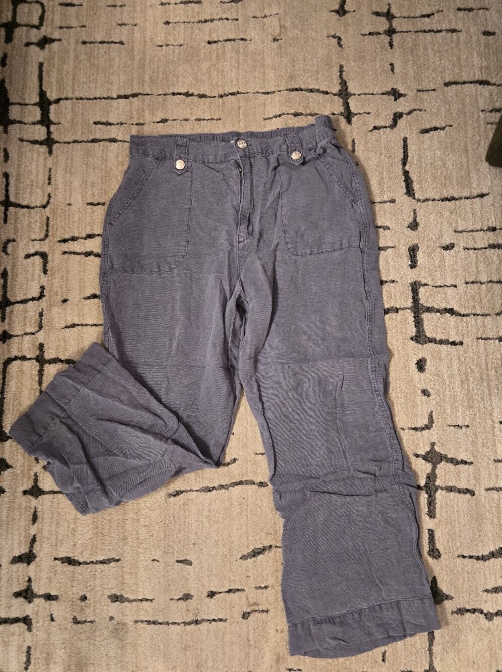 Cynthia Rowley Slate Blue Women's Cropped Pants - Linen/cotton Blend